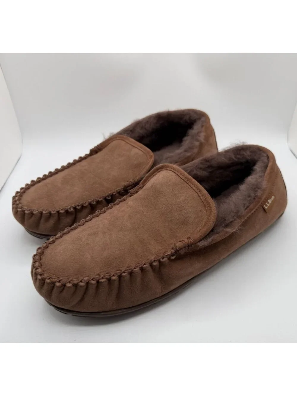 L.L.Bean Men's Wicked Good Slippers Venetian Size 12W Comfort Fur lined Shoe